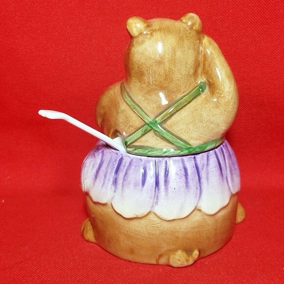 Vintage Otagiri Japan Honey Bear Condiment Bowl Serving Spoon Hand Painted - Picture 3 of 13